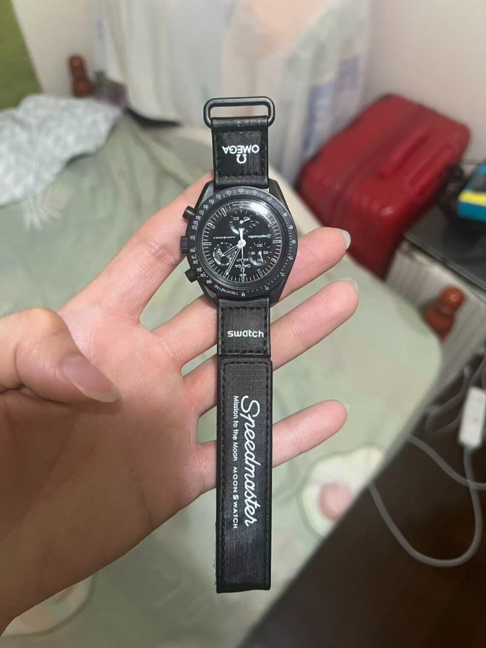 Swatch Omega Bioceramic Moonswatch Mission To Moonphase Snoopy Black